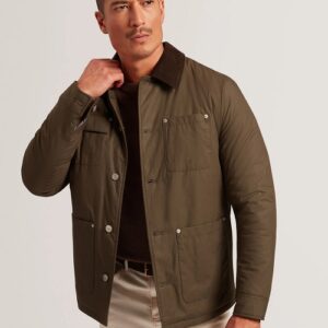 Waxed Cotton Button-Up Jacket