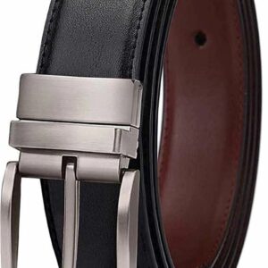 Men Casual, Party, Formal, Evening Black, Leather Reversible Belt
